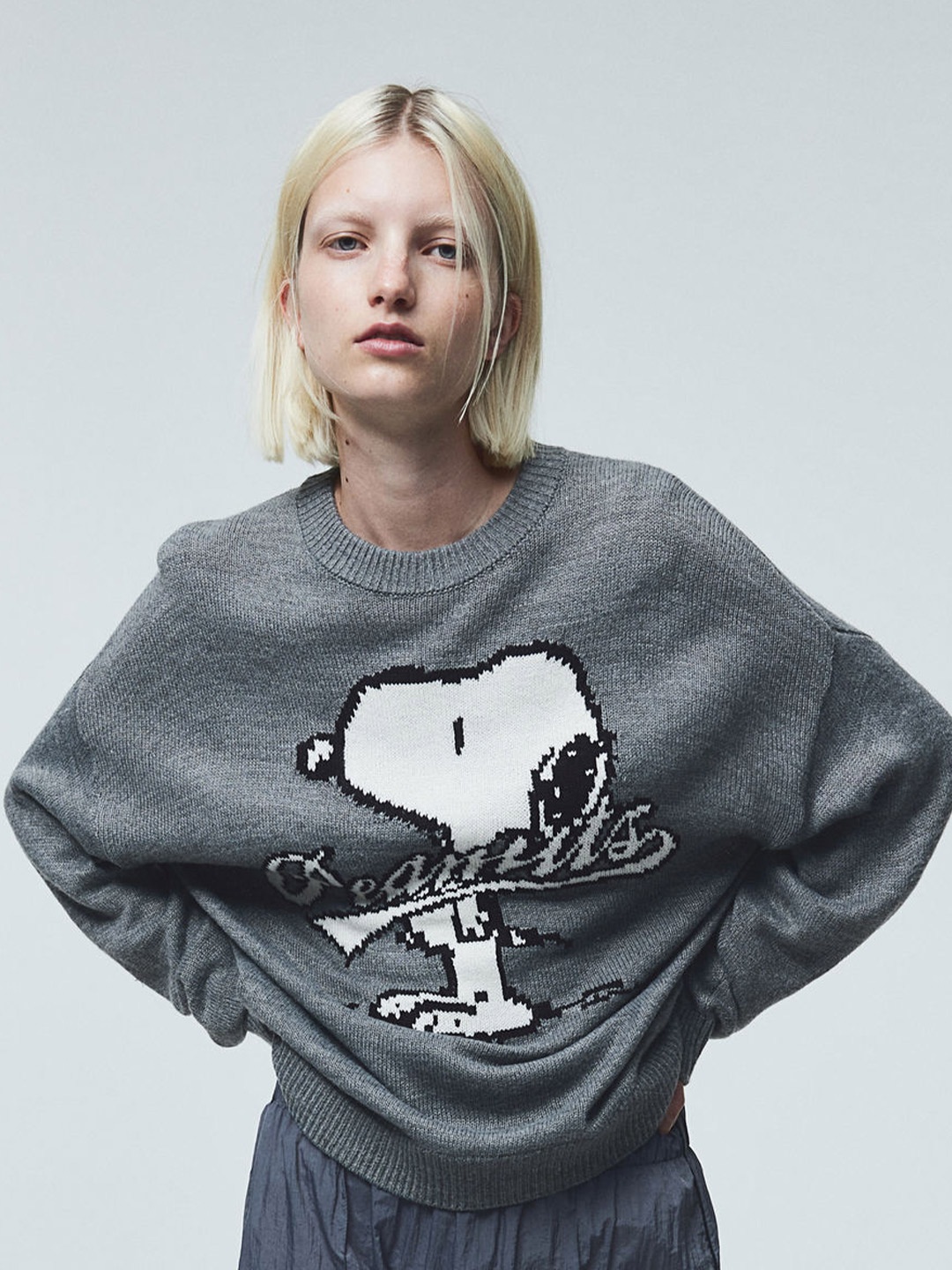 

H&M Loose-Fit Jacquard-Knit Jumper, Grey
