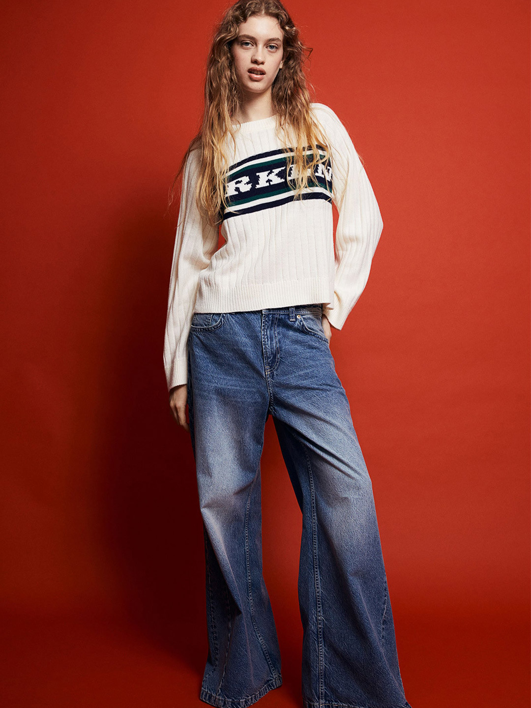 

H&M Ribbed Jacquard-Knit Jumper, White