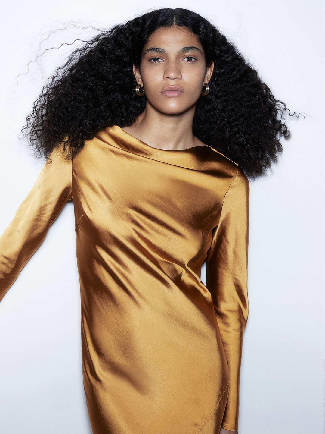 

H&M Women Tie-Detail Satin Dress, Yellow