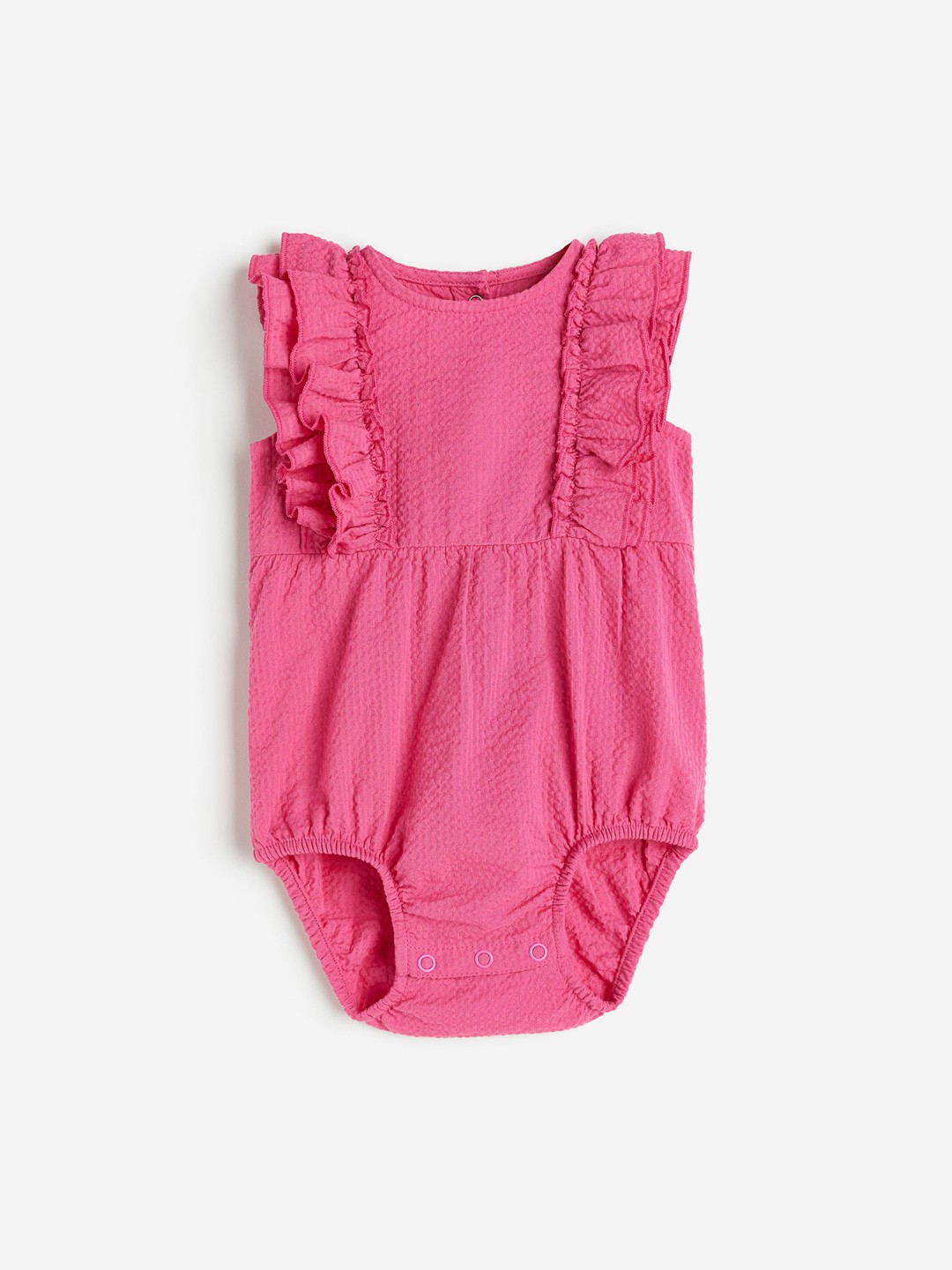 

H&M Girls Flounce-Trimmed Pure Cotton Romper Suit, Pink