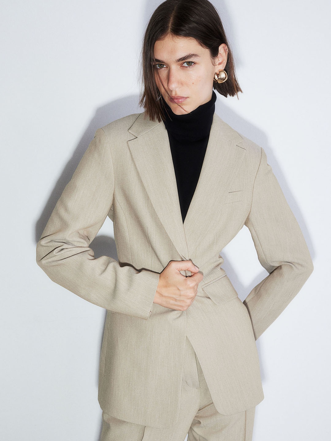 

H&M Fitted Blazer, Beige