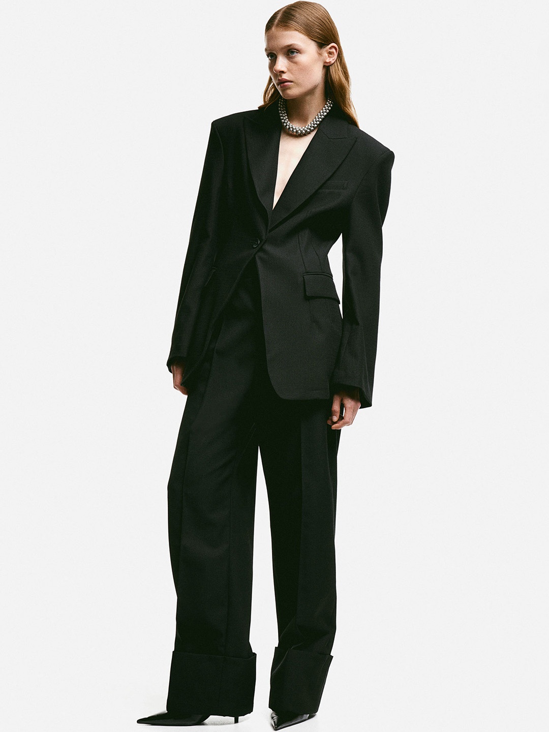 

H&M Tapered-Waist Blazer, Black