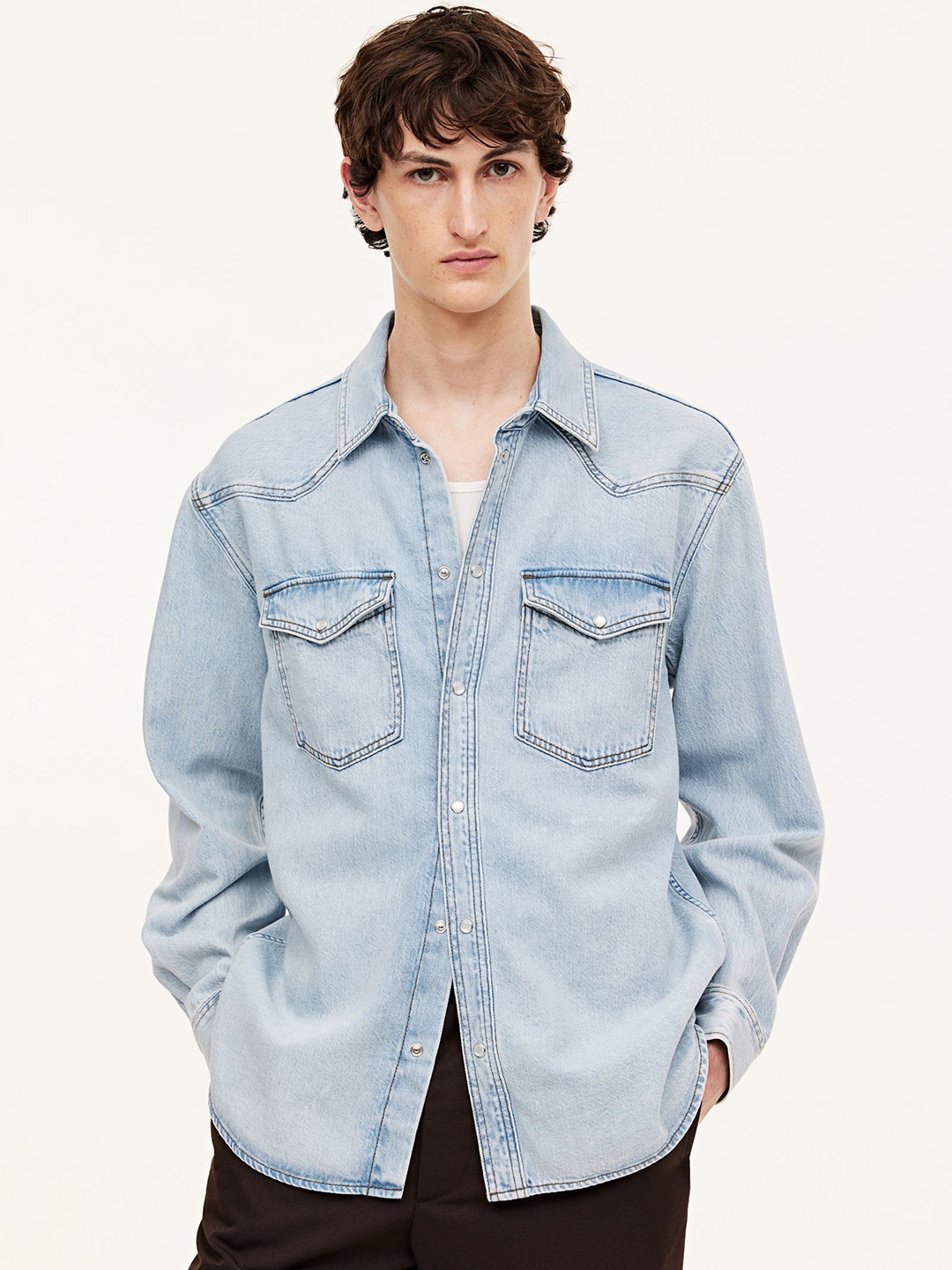 

H&M Men Denim Casual Shirts, Blue