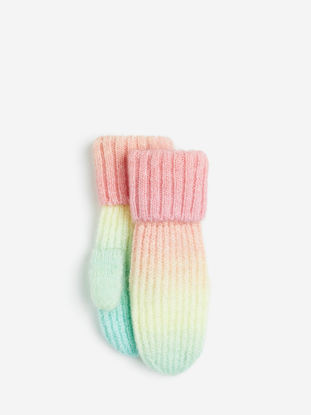 

H&M Girls Rib-Knit Mittens, Pink