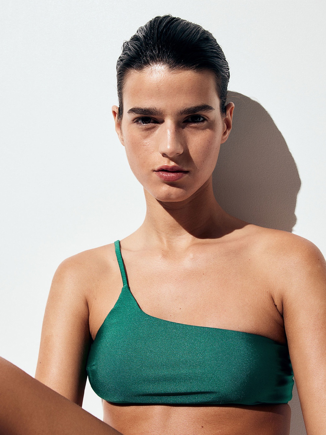 

H&M One-Shoulder Padded Bikini Top, Green