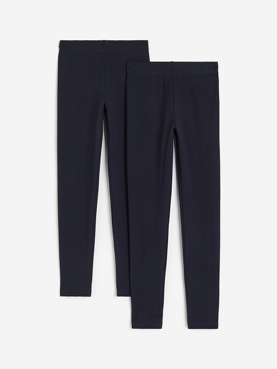 

H&M Girls 2-Pack Cotton Leggings, Navy blue