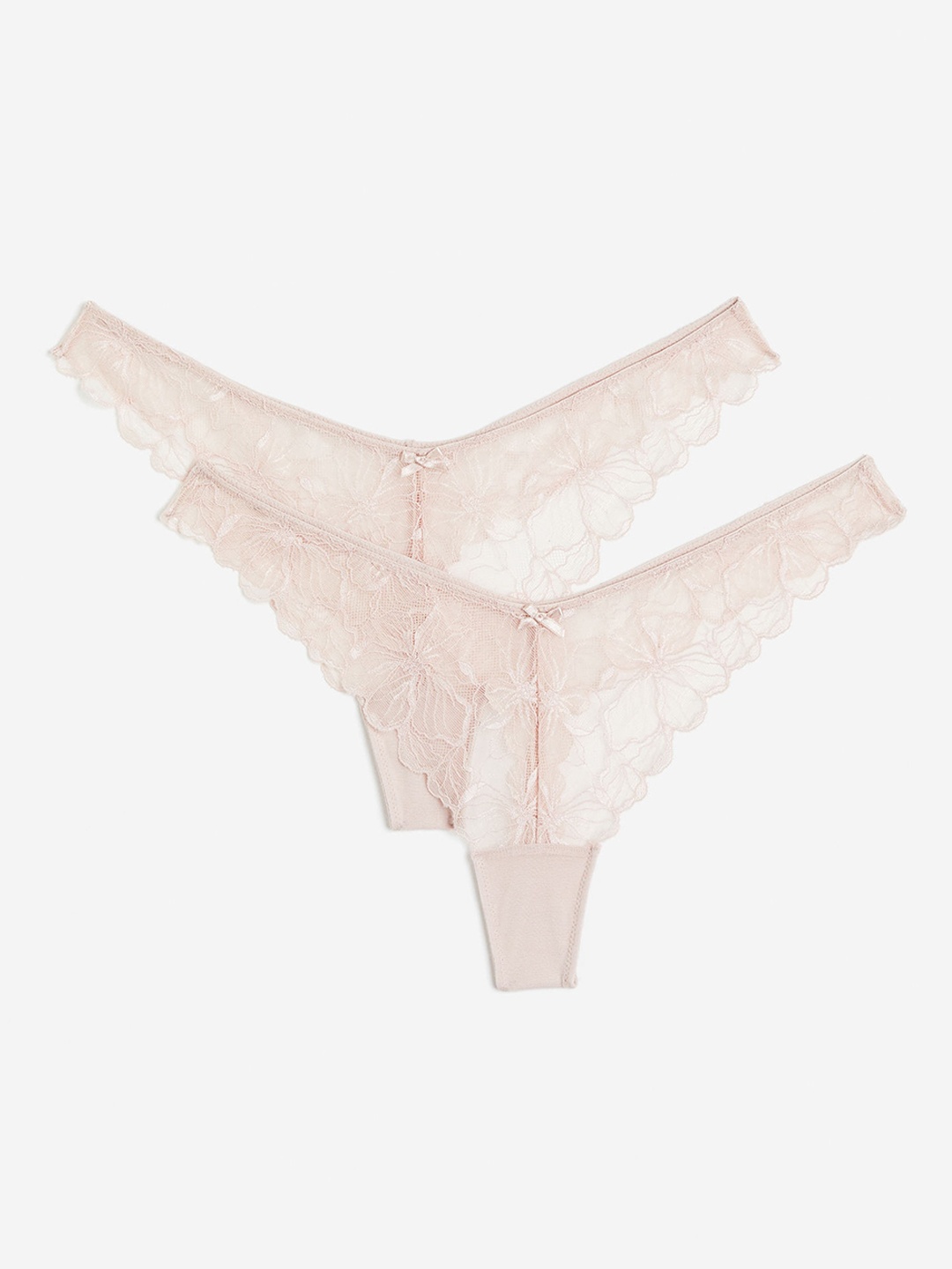 

H&M Women 2-Pack Lace Thong Briefs, Pink