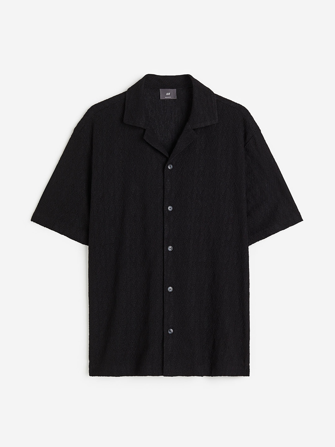 

H&M Men Lace Resort Shirt, Black