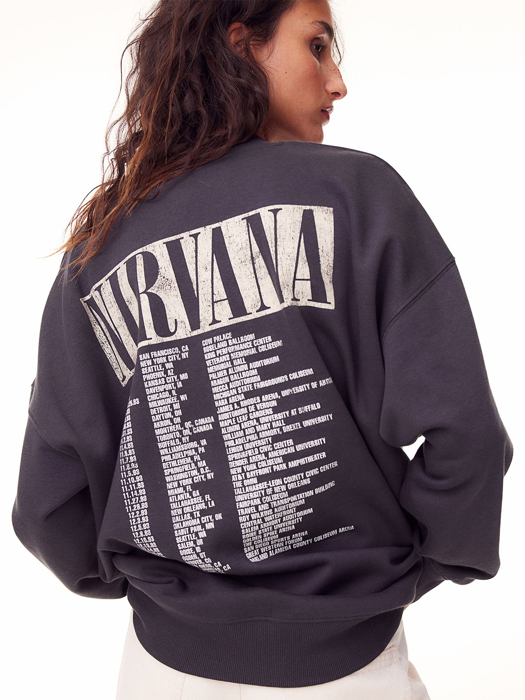 

H&M Oversized Printed-Back Sweatshirt, Grey