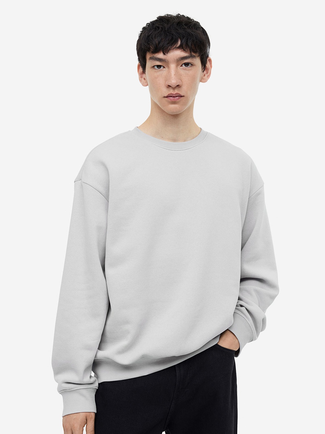 

H&M Relaxed-Fit Drop-Shoulder Sweatshirt, Grey