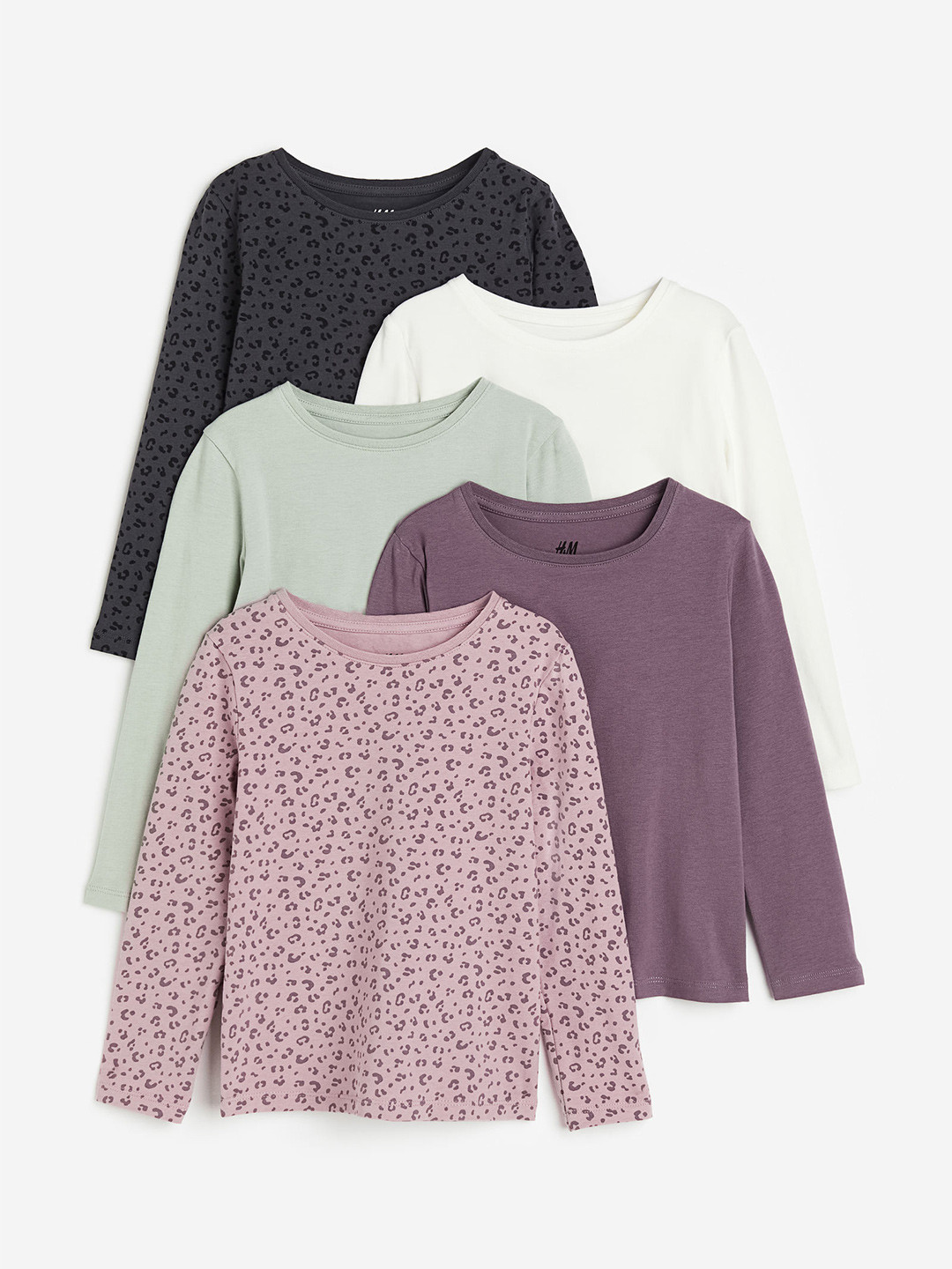 

H&M Girls Pack Of 5 Jersey Tops, Pink