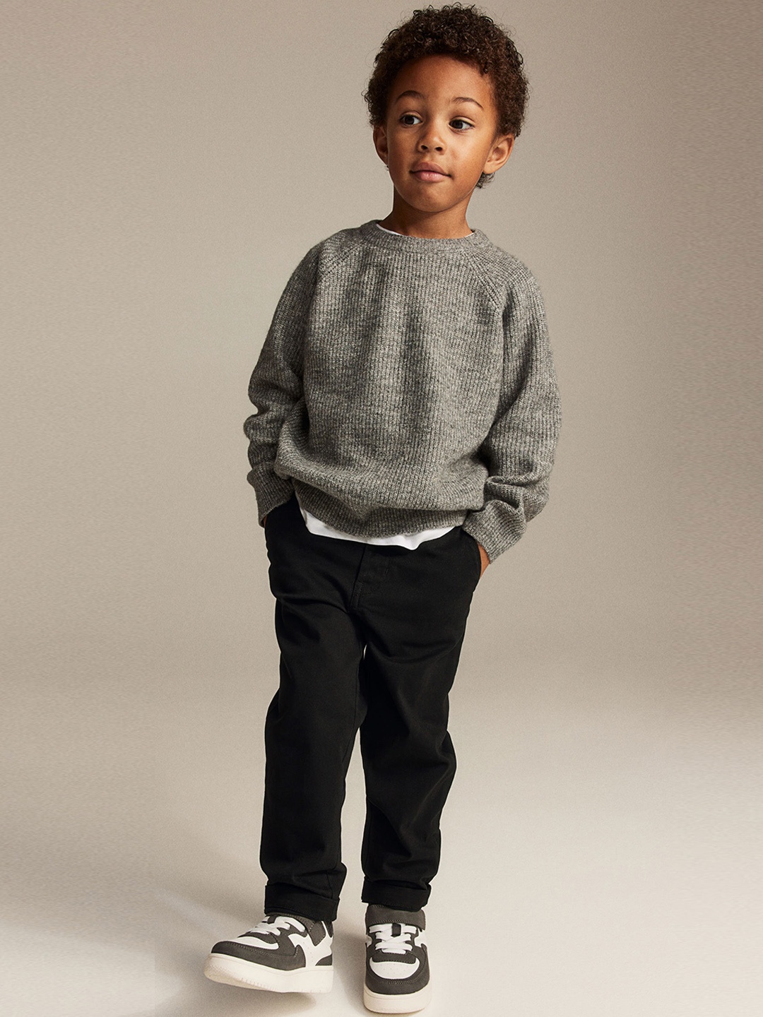 

H&M Boys Twill Chinos Trousers, Black