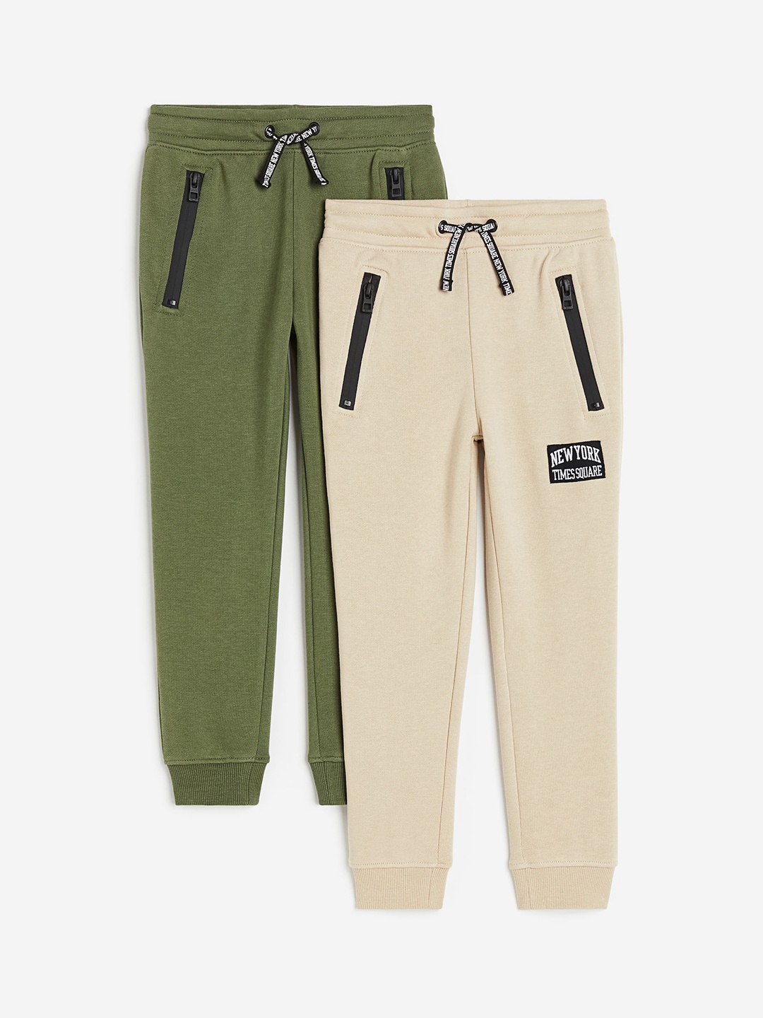 

H&M Kids-Boys Pack Of 2 Patchwork Joggers, Green