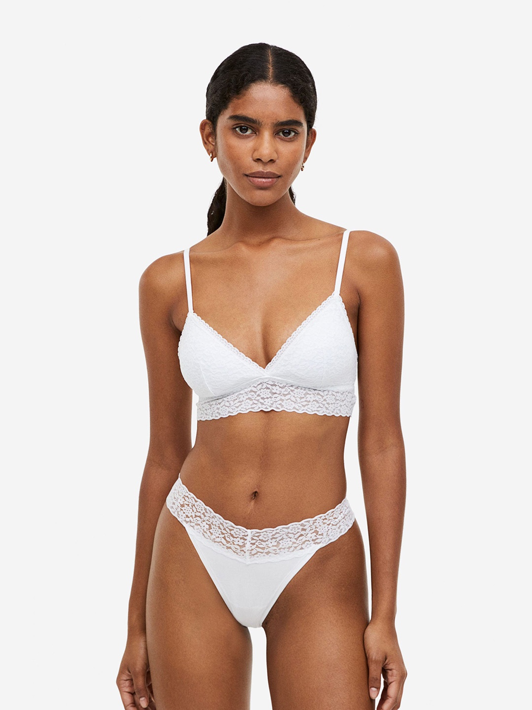 

H&M Women Pack Of 2 Padded Lace Bra, White