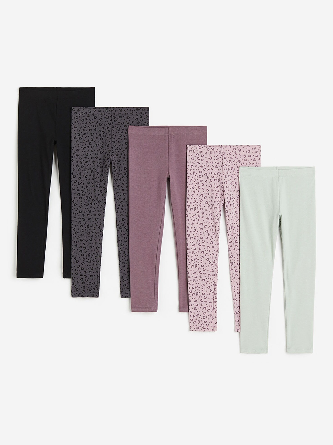 

H&M Girls Pack Of 5 Jersey Leggings, Pink