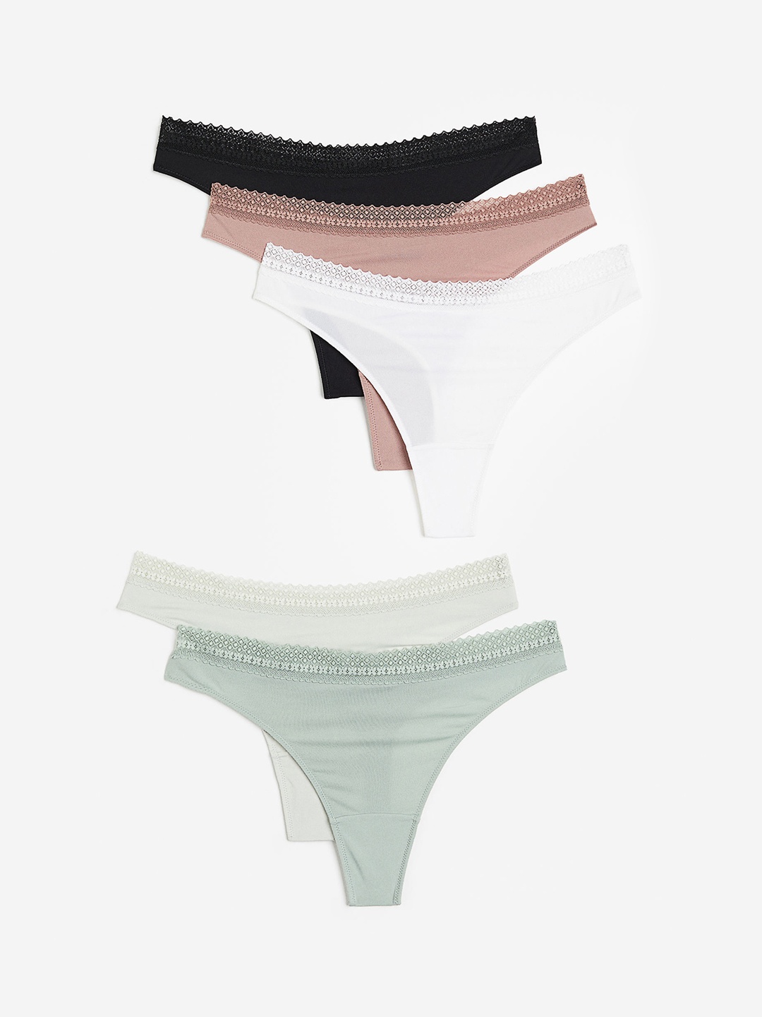 

H&M Women 5-Pack Microfibre Thong Briefs, Green