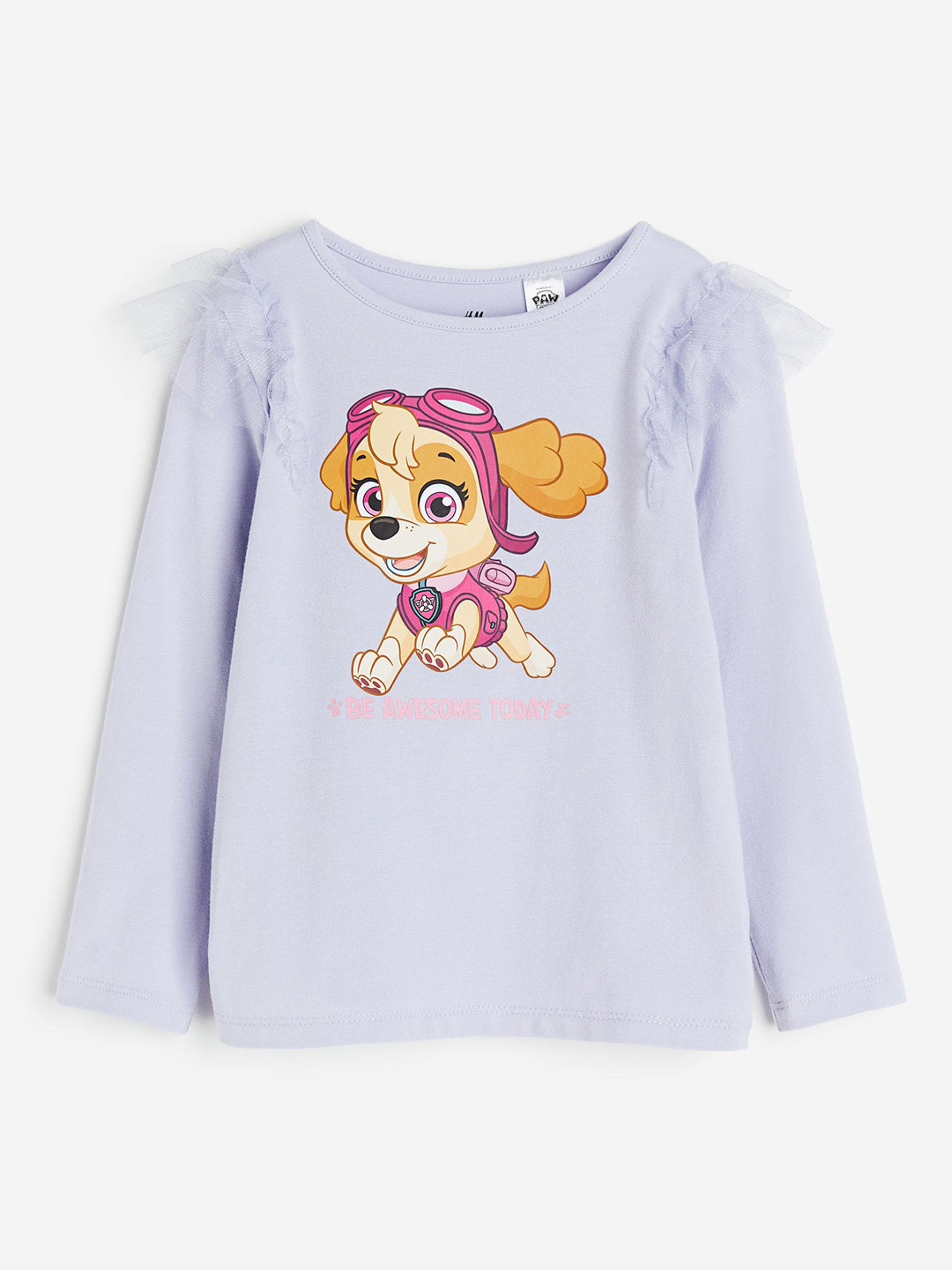 

H&M Infant Girls Frill-Trimmed Printed Top, Purple