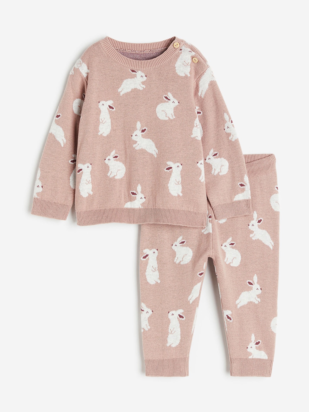 

H&M Printed Sweatshirt with Trousers, Pink