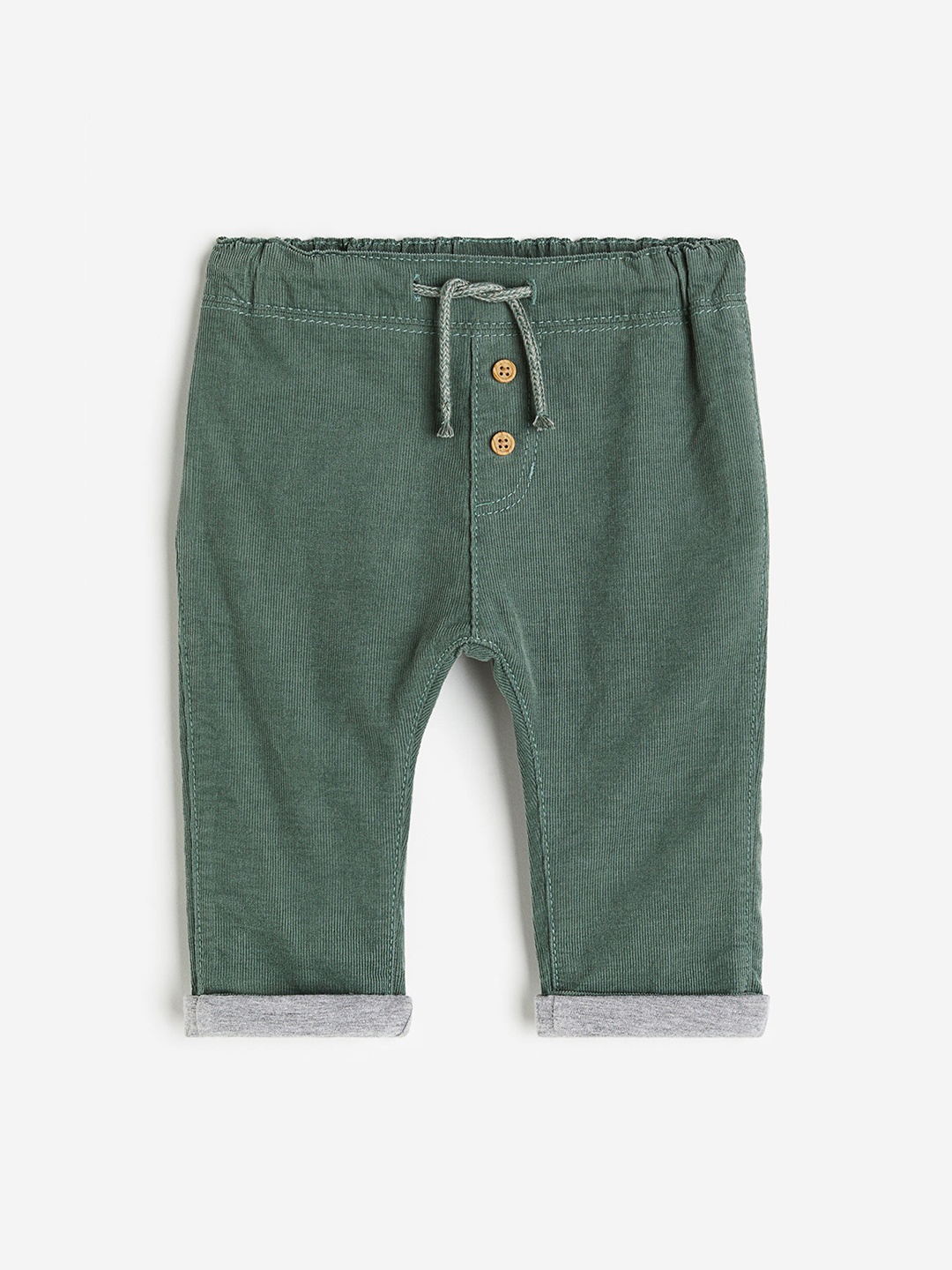 

H&M Boys Fully-Lined Corduroy Trousers, Green