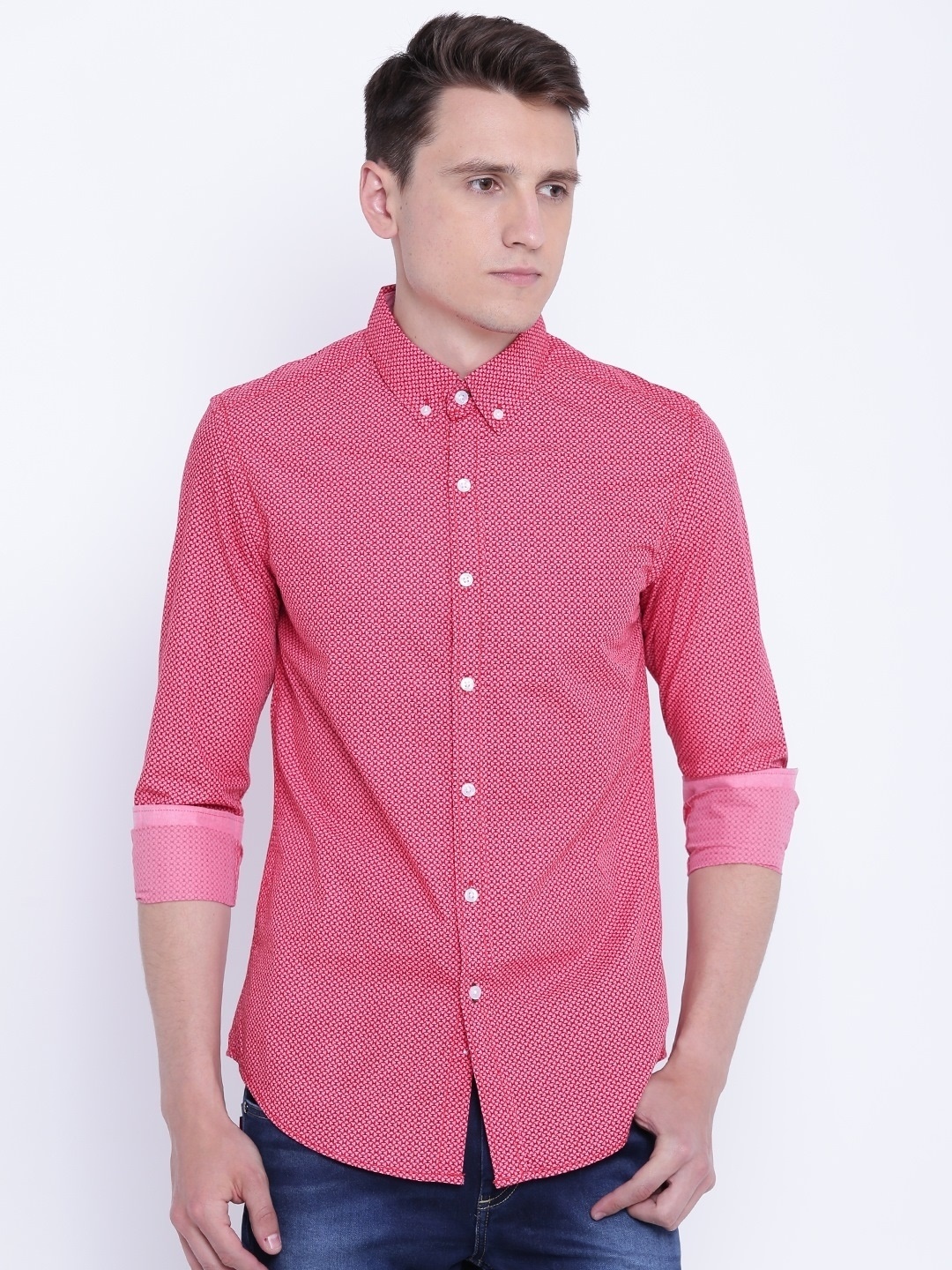 

CAMLA Men Red & Pink Regular Fit Printed Casual Shirt