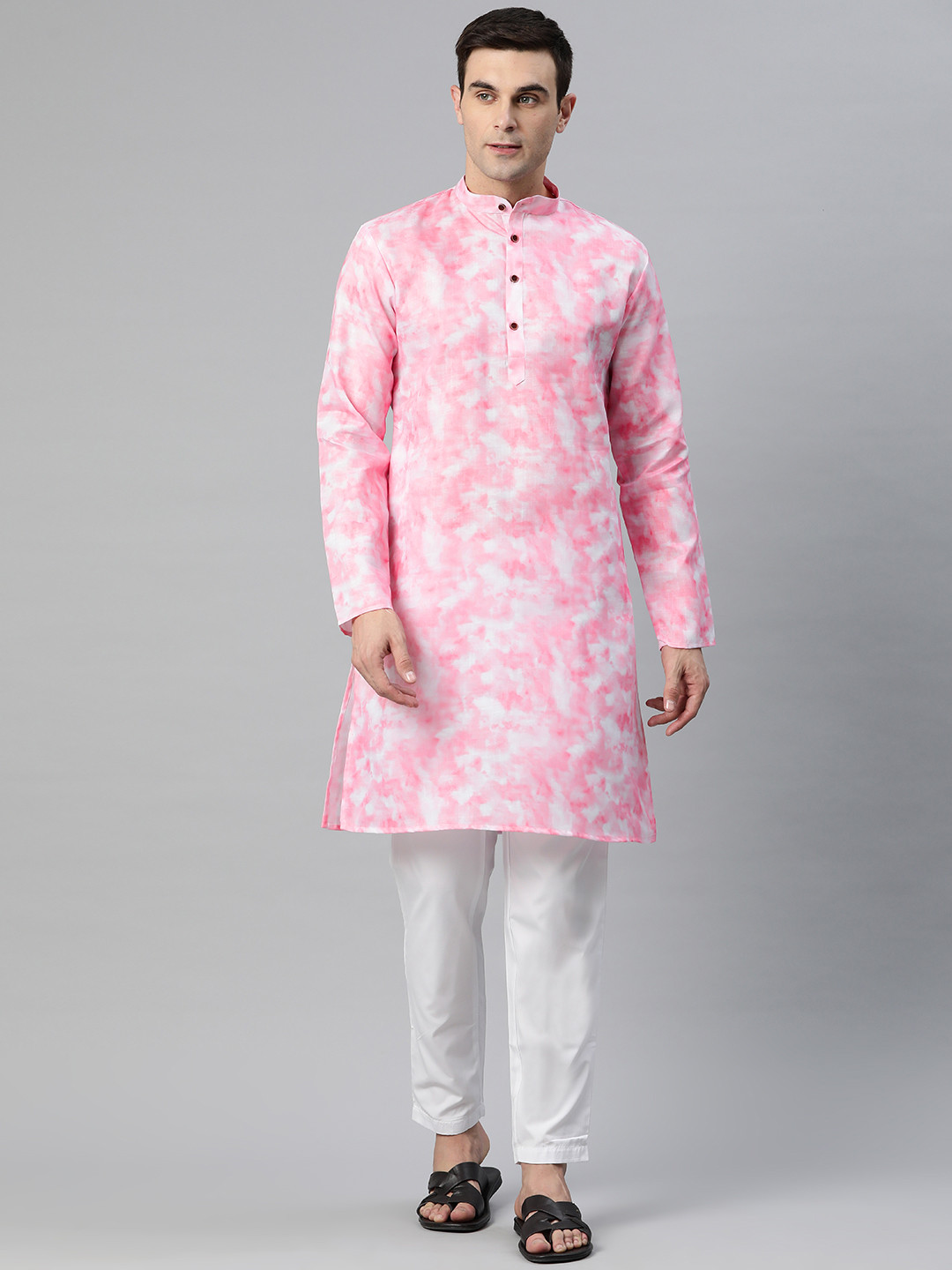 

Luxrio Men Printed Cotton Kurta, Pink