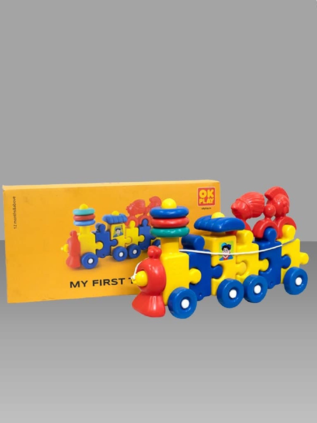 

OK PLAY Kids Pull String Train Toy, Red