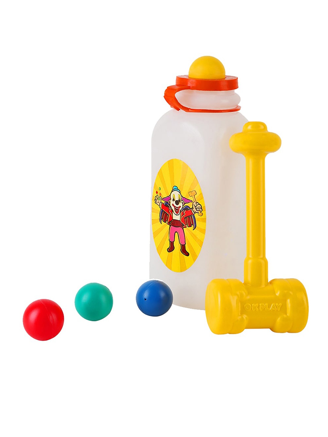 

OK PLAY Kids Hammer The Ball A Bottle With A Set Of Colorful Balls And A Sculpted Hammer, White