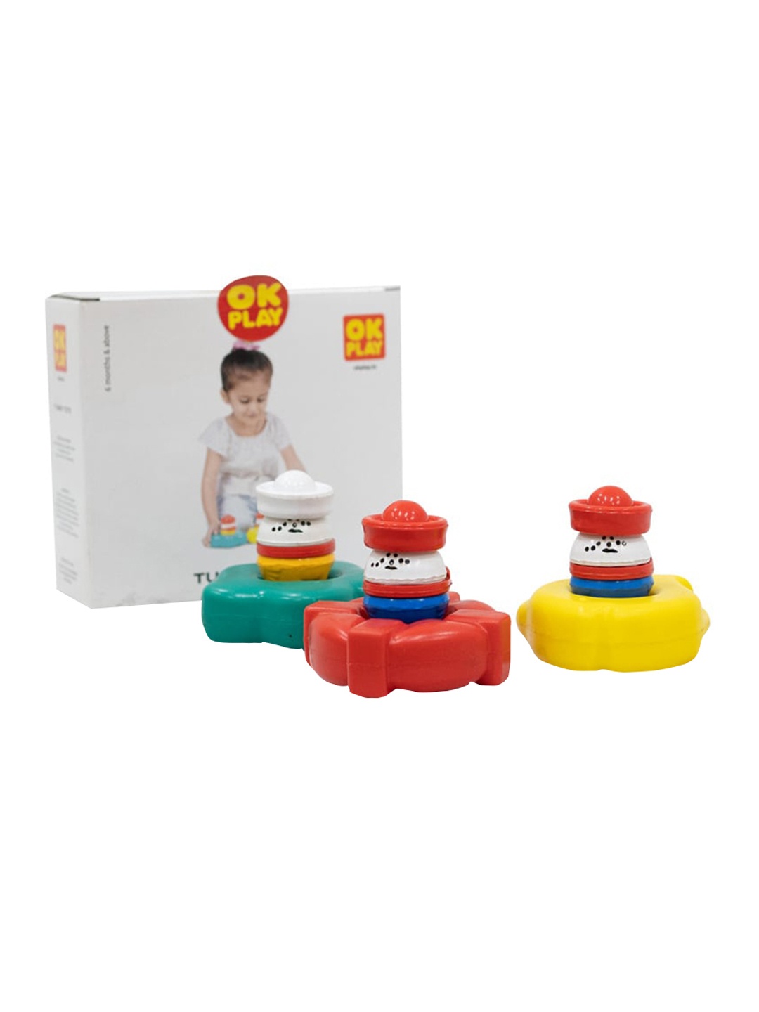 

OK PLAY Tubby Tots Star Round & Fish Shaped Floaters Toy, Yellow