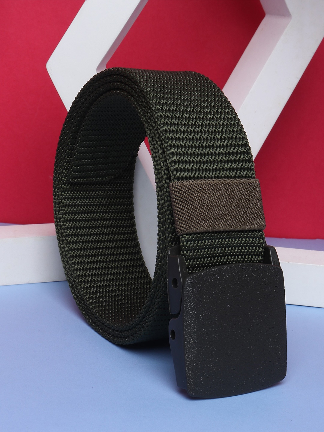 

HENEDA Men Textured Wide Belt, Green