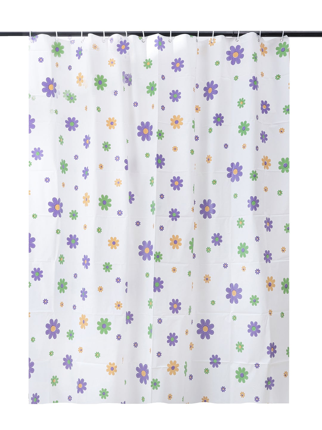 

Kuber Industries White & Green Floral Printed Water-Proof Shower Curtain