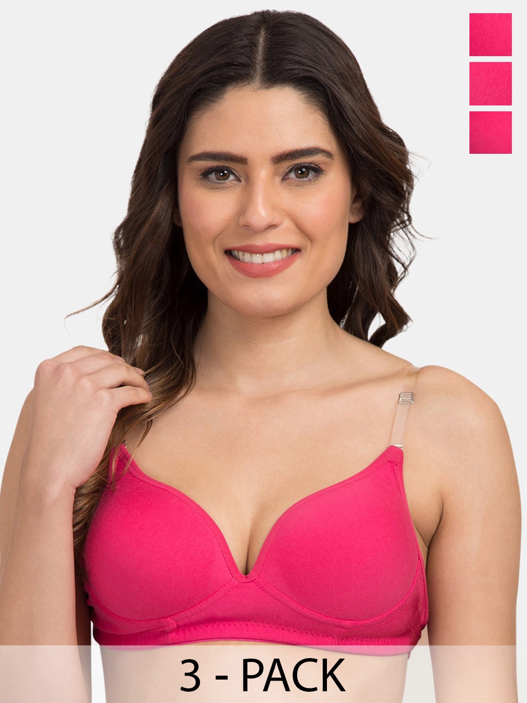 

Tweens Pack Of 3 Medium Coverage Heavily Padded T-shirt Bra With All Day Comfort, Pink