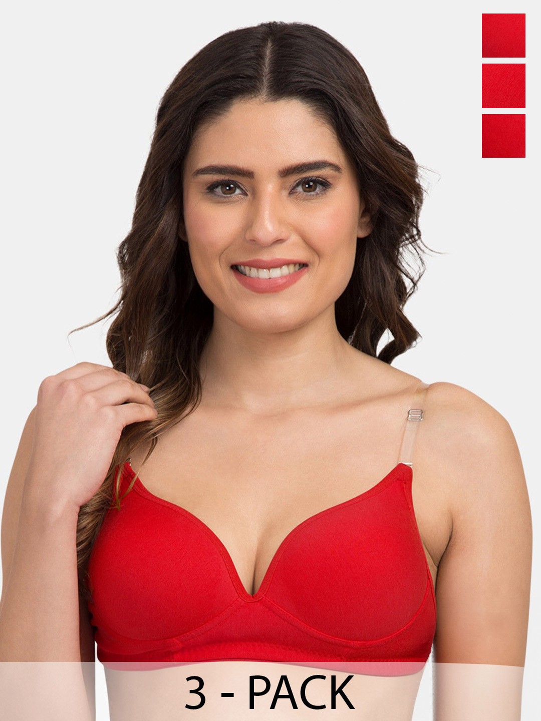 

Tweens Pack Of 3 Medium Coverage Heavily Padded T-Shirt Bra With All Day Comfort, Red
