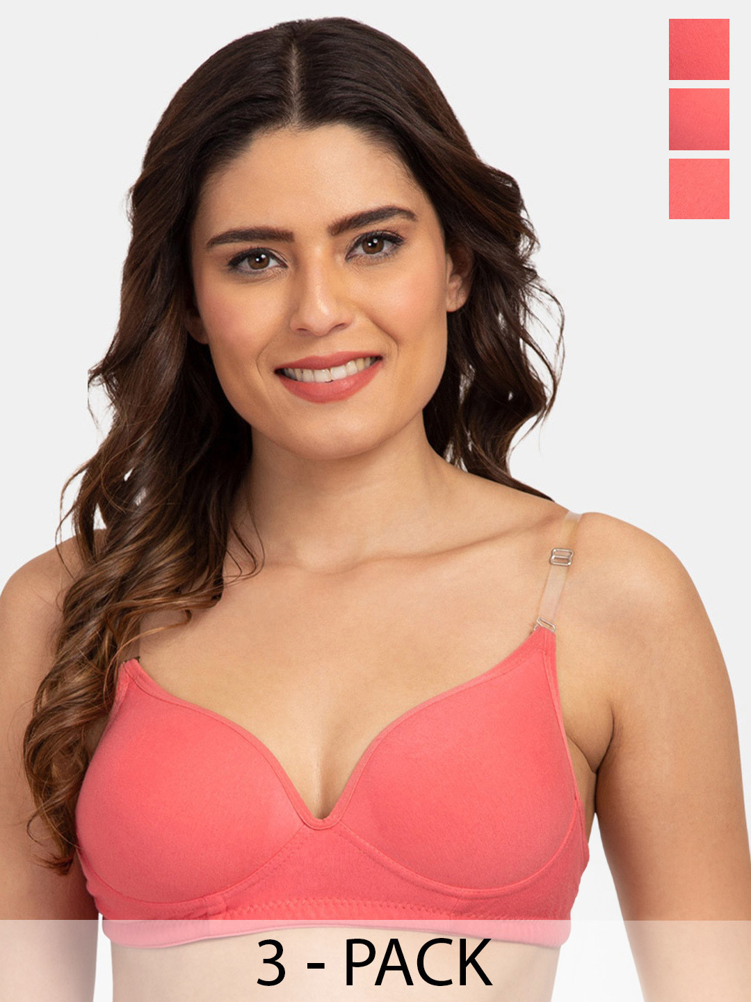 

Tweens Pack Of 3 Medium Coverage Heavily Padded T-shirt Bra With All Day Comfort, Coral