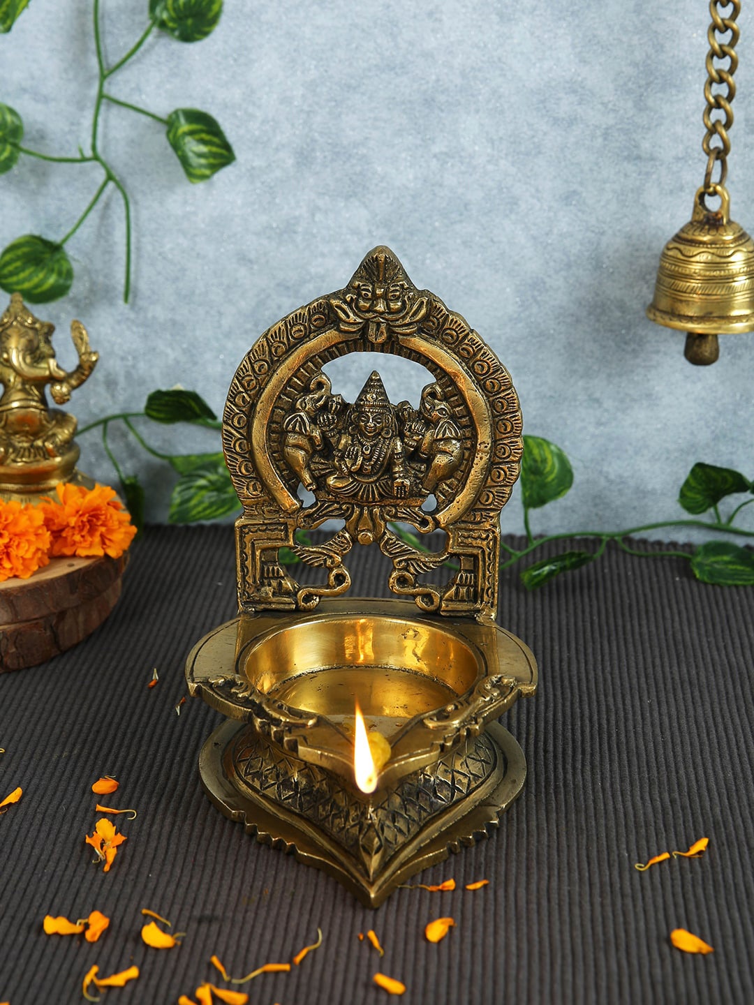 

Imli Street Gold Toned Laxmi Big Brass Diya