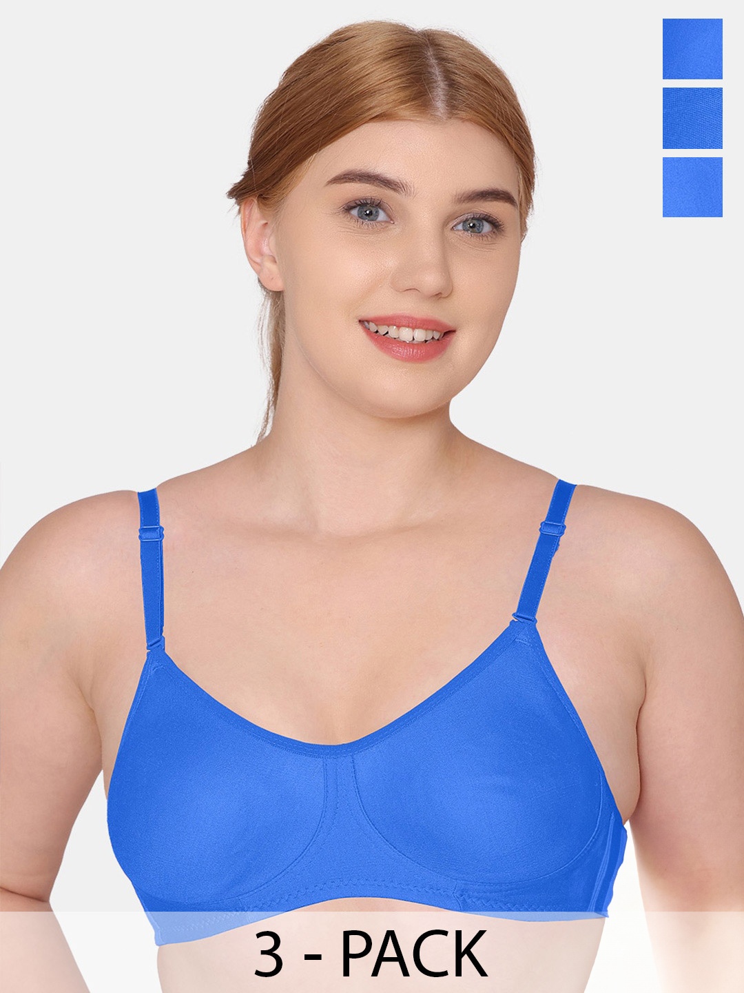 

Tweens Pack Of 3 Full Coverage Lightly Padded Cotton Everyday Bra With All Day Comfort, Blue