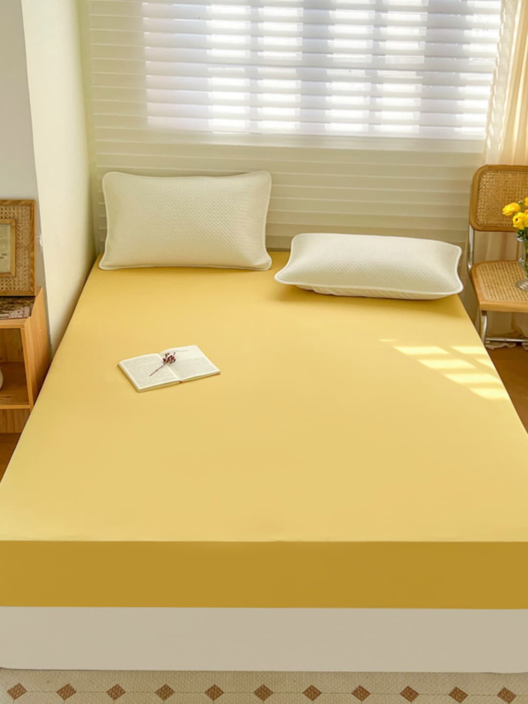

Kuber Industries Yellow Waterproof Mattress Protector