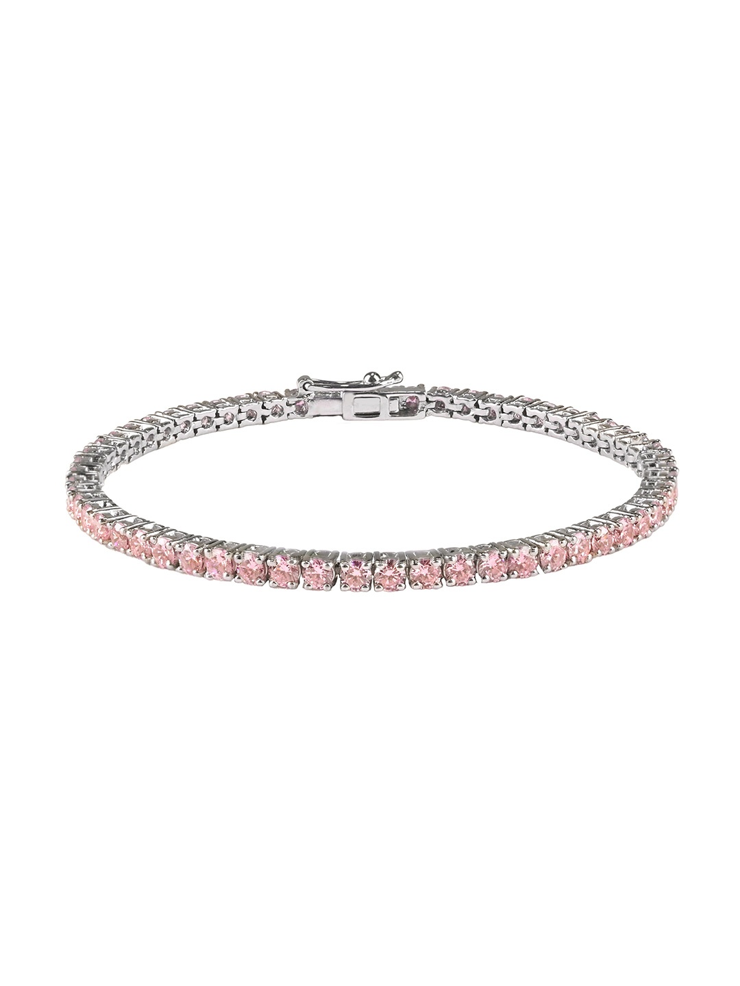 

ORIONZ Silver Cubic Zirconia Bangle-Style Bracelet, Pink