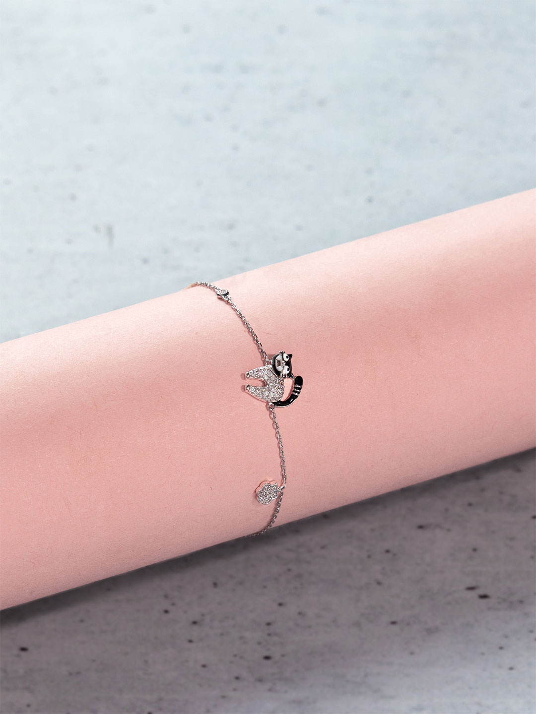 

ORIONZ Silver Cubic Zirconia Charm Bracelet