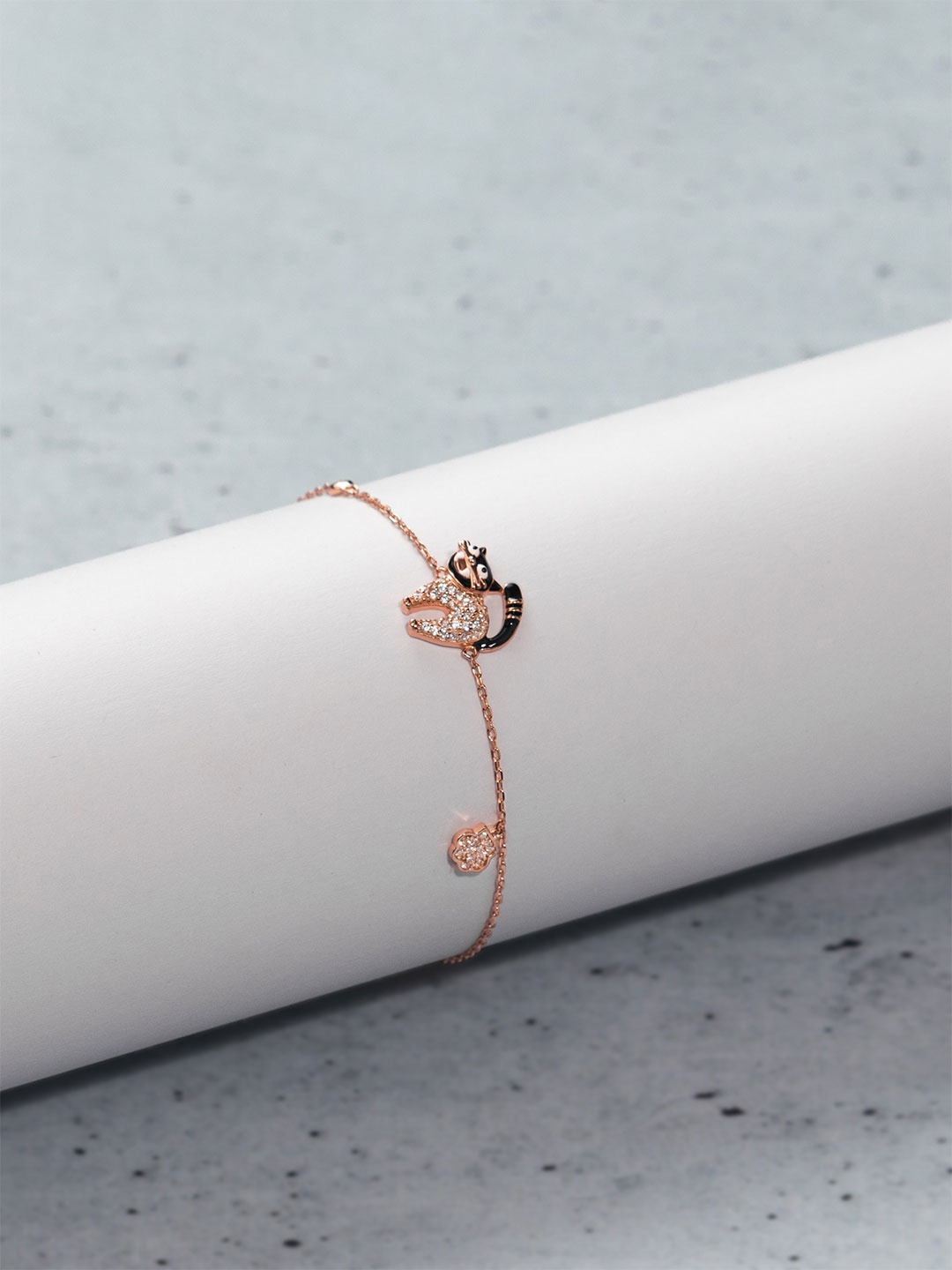 

ORIONZ Cubic Zirconia Rose Gold-Plated Wraparound Bracelet