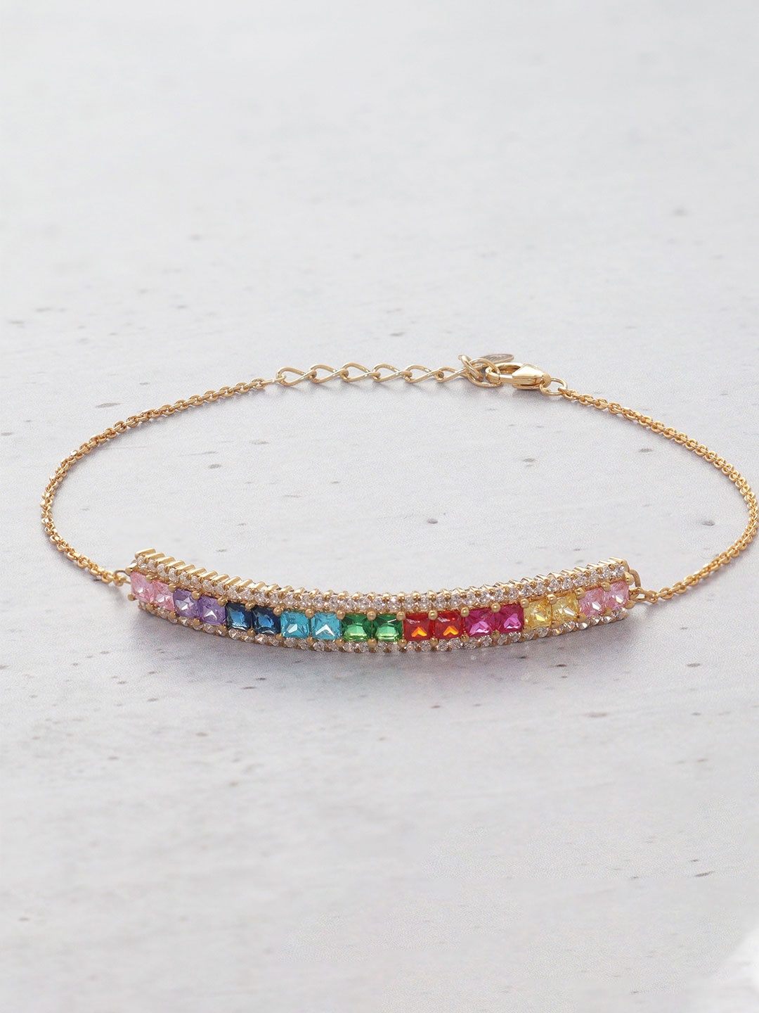 

ORIONZ Cubic Zirconia Gold-Plated Bangle-Style Bracelet