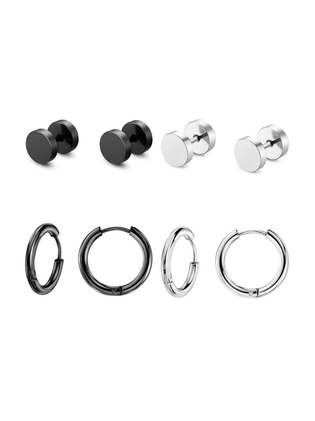 

KARISHMA KREATIONS Men Set Of 4 Circular Hoop Earrings, Silver