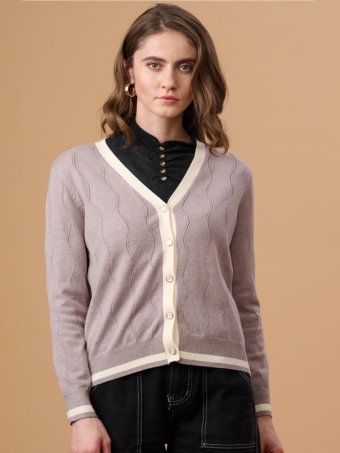 

Gipsy Striped Acrylic Cardigan, Purple