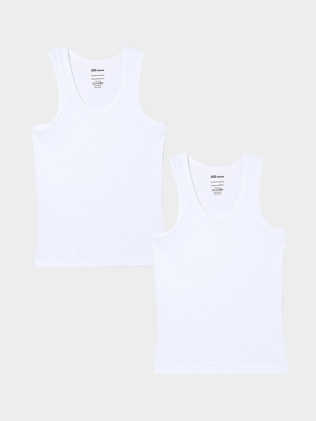 

Fame Forever by Lifestyle Boys Pack Of 2 Pure Cotton Basic Innerwear Vest, White
