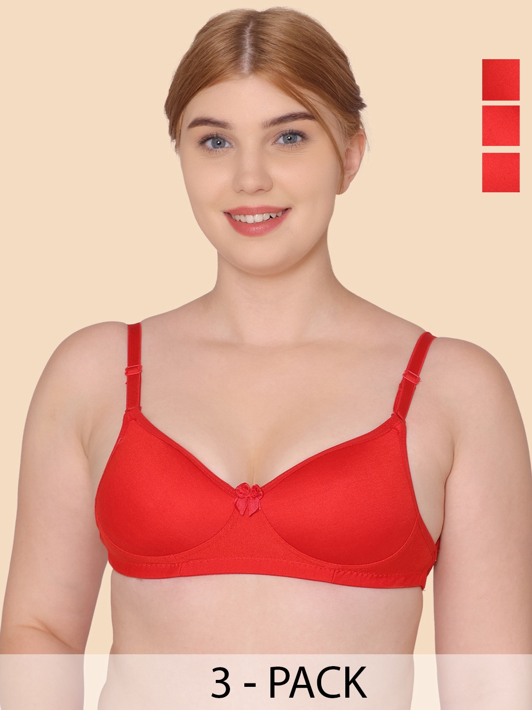 

KOMLI Full Coverage Lightly Padded Super Support Cotton T-shirt Bra, Red