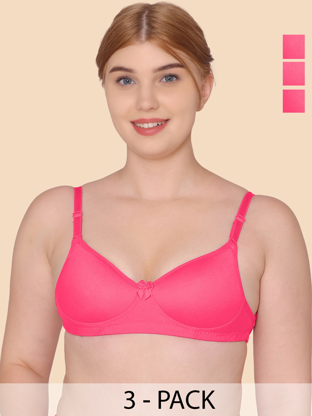 

KOMLI Full Coverage Lightly Padded Super Support Cotton T-shirt Bra, Pink
