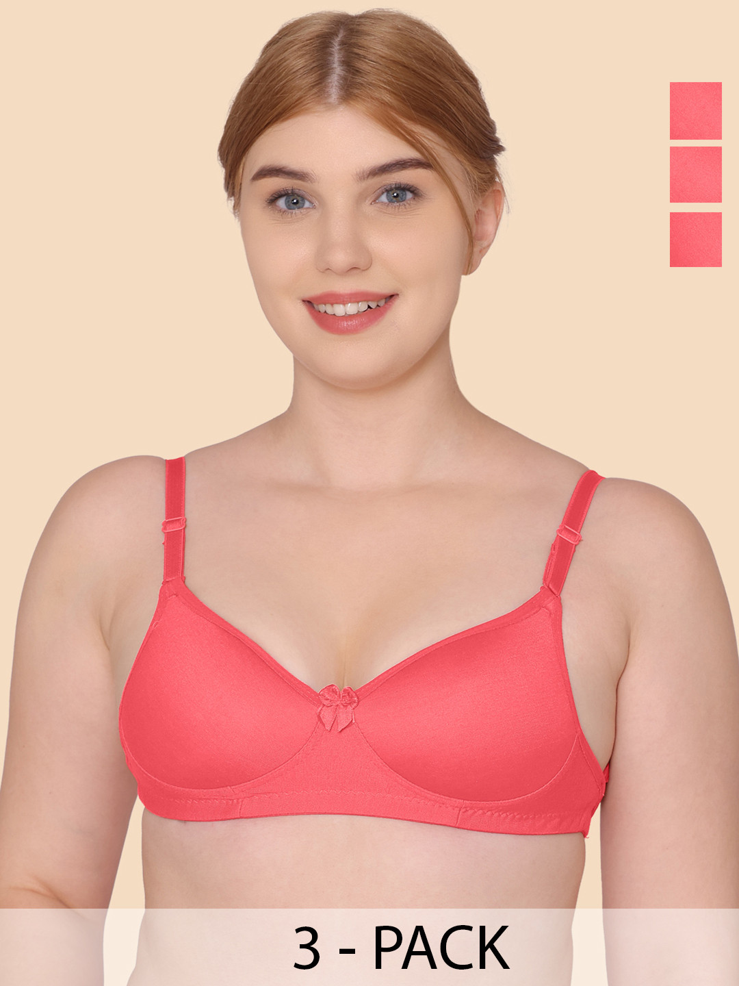 

KOMLI Seamless Full Coverage Pure Cotton T-shirt Bra With All Day Comfort, Coral