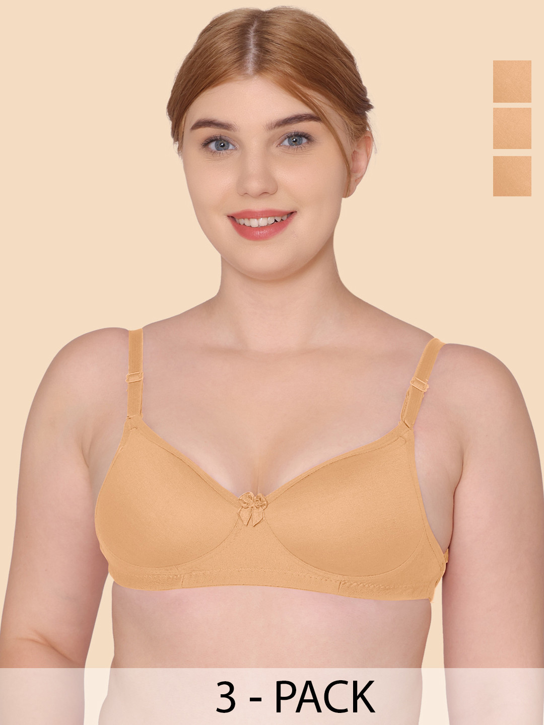 

KOMLI Full Coverage Lightly Padded Super Support Cotton T-shirt Bra, Beige