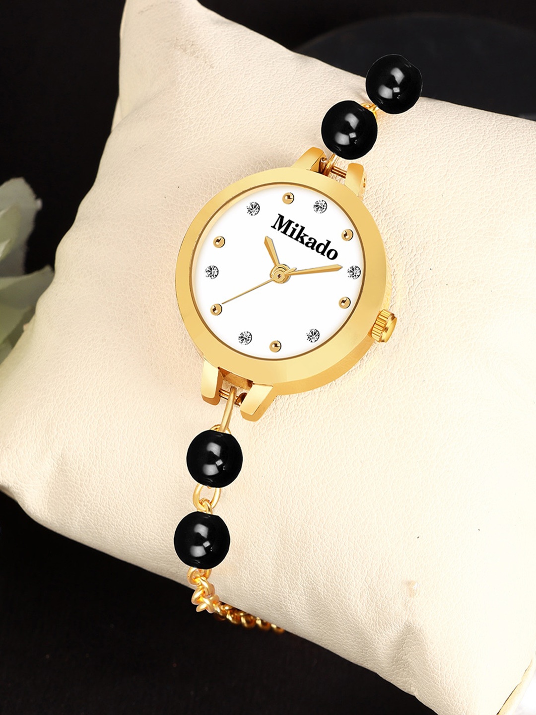 

Mikado Women Embellished Dial & Stainless Steel Straps Analogue Watch-Gold Wom, White