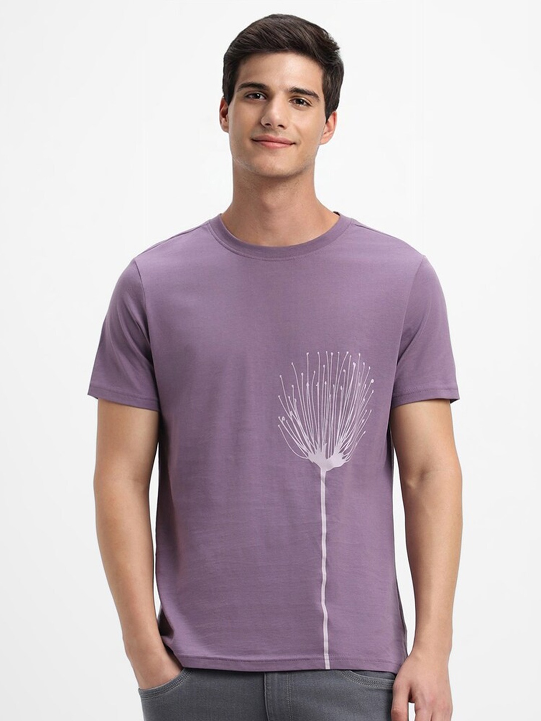 

FOREVER 21 Purple Graphic Printed Pure Cotton T-shirt