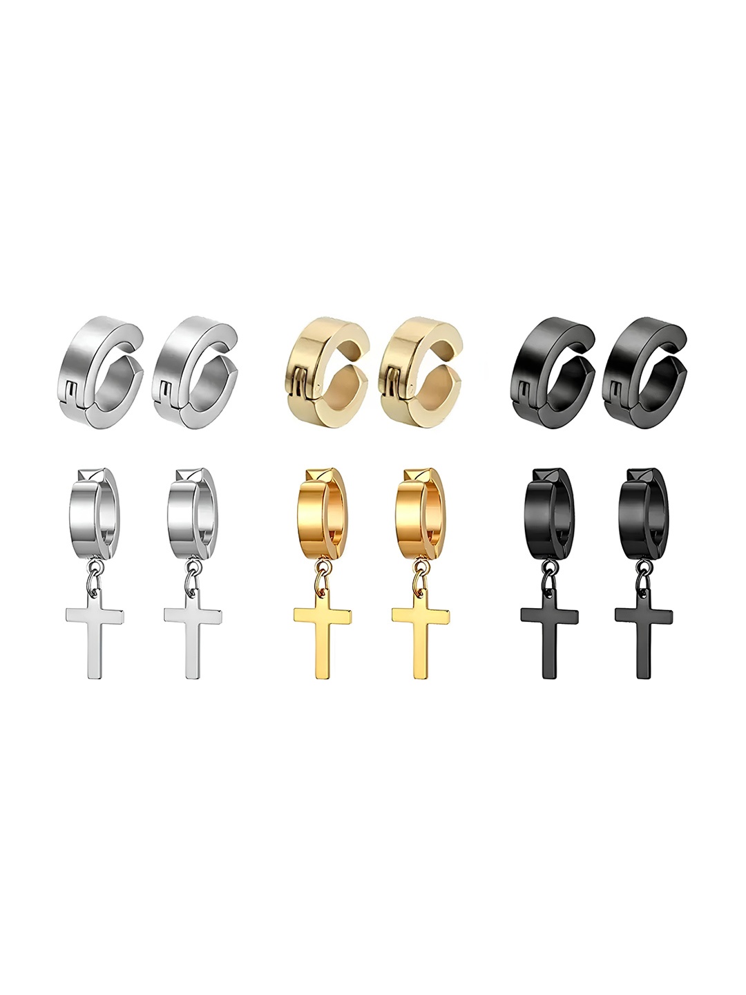 

KARISHMA KREATIONS Set Of 6 Contemporary Hoop Earrings, Gold